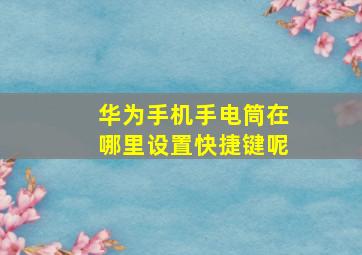 华为手机手电筒在哪里设置快捷键呢