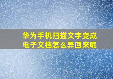 华为手机扫描文字变成电子文档怎么弄回来呢