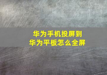 华为手机投屏到华为平板怎么全屏