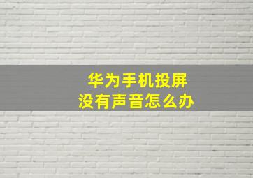 华为手机投屏没有声音怎么办