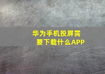 华为手机投屏需要下载什么APP