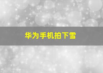 华为手机拍下雪