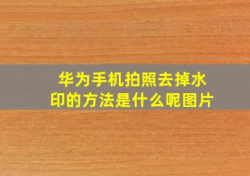 华为手机拍照去掉水印的方法是什么呢图片