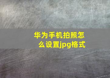 华为手机拍照怎么设置jpg格式