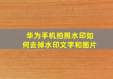 华为手机拍照水印如何去掉水印文字和图片