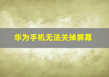 华为手机无法关掉屏幕