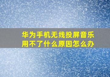 华为手机无线投屏音乐用不了什么原因怎么办