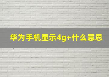 华为手机显示4g+什么意思