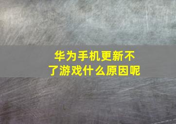 华为手机更新不了游戏什么原因呢