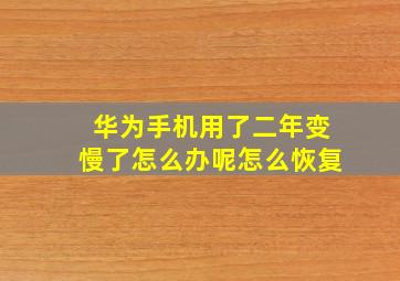 华为手机用了二年变慢了怎么办呢怎么恢复