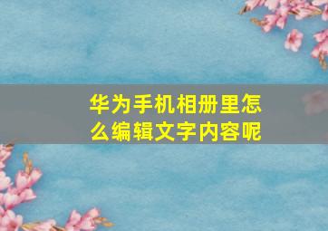 华为手机相册里怎么编辑文字内容呢