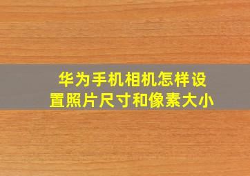 华为手机相机怎样设置照片尺寸和像素大小