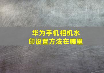 华为手机相机水印设置方法在哪里