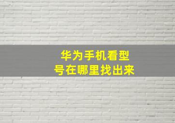 华为手机看型号在哪里找出来