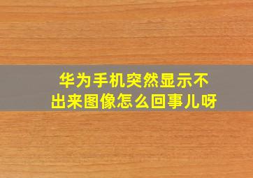 华为手机突然显示不出来图像怎么回事儿呀