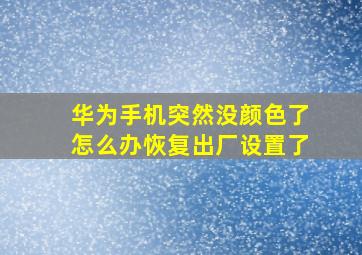 华为手机突然没颜色了怎么办恢复出厂设置了