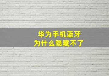 华为手机蓝牙为什么隐藏不了