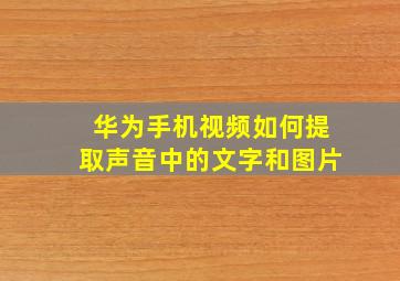 华为手机视频如何提取声音中的文字和图片