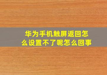 华为手机触屏返回怎么设置不了呢怎么回事