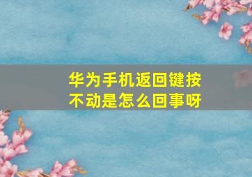 华为手机返回键按不动是怎么回事呀