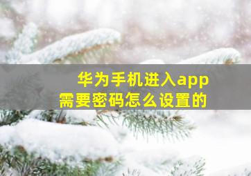 华为手机进入app需要密码怎么设置的