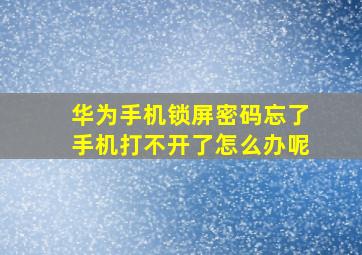 华为手机锁屏密码忘了手机打不开了怎么办呢