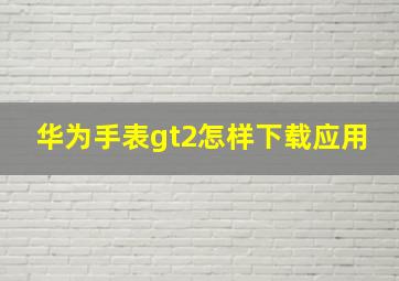 华为手表gt2怎样下载应用