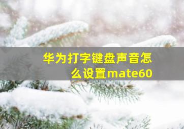 华为打字键盘声音怎么设置mate60