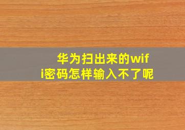 华为扫出来的wifi密码怎样输入不了呢