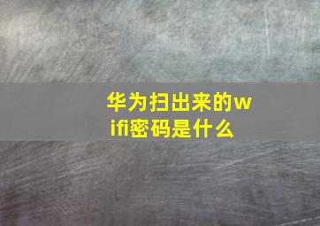 华为扫出来的wifi密码是什么