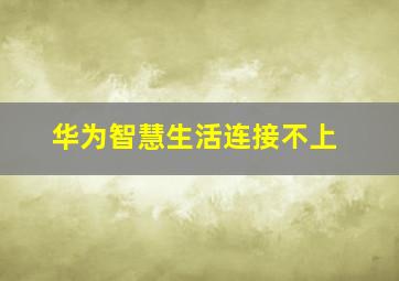 华为智慧生活连接不上