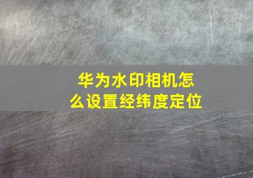 华为水印相机怎么设置经纬度定位