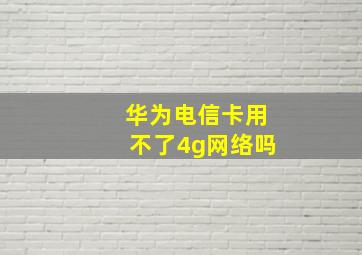 华为电信卡用不了4g网络吗