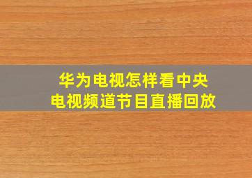 华为电视怎样看中央电视频道节目直播回放