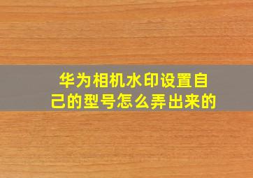 华为相机水印设置自己的型号怎么弄出来的