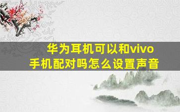 华为耳机可以和vivo手机配对吗怎么设置声音