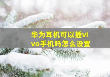 华为耳机可以插vivo手机吗怎么设置