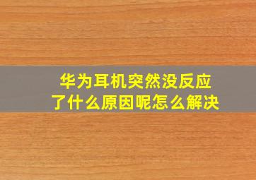 华为耳机突然没反应了什么原因呢怎么解决