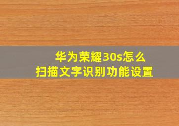 华为荣耀30s怎么扫描文字识别功能设置