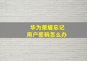 华为荣耀忘记用户密码怎么办