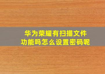 华为荣耀有扫描文件功能吗怎么设置密码呢