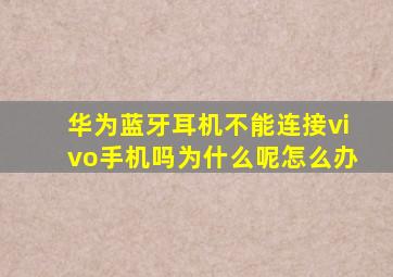 华为蓝牙耳机不能连接vivo手机吗为什么呢怎么办