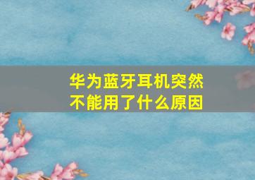 华为蓝牙耳机突然不能用了什么原因