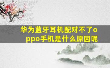 华为蓝牙耳机配对不了oppo手机是什么原因呢