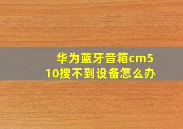 华为蓝牙音箱cm510搜不到设备怎么办