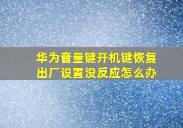 华为音量键开机键恢复出厂设置没反应怎么办