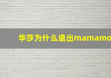 华莎为什么退出mamamo