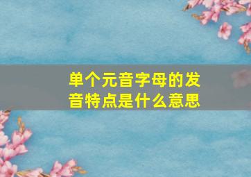 单个元音字母的发音特点是什么意思