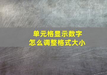 单元格显示数字怎么调整格式大小