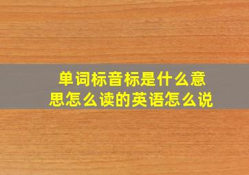 单词标音标是什么意思怎么读的英语怎么说